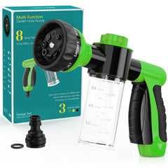 OUTWAY Garden Hose Nozzle front view with 8 spray patterns