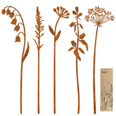 OUUJUOZ Metal Flower Garden Stakes set of 5 in vibrant colours