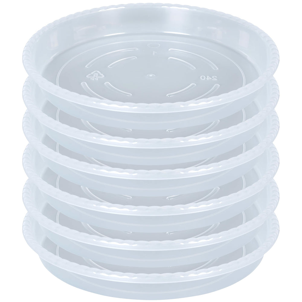 OVZILKI 10 inch clear plastic plant saucer front view