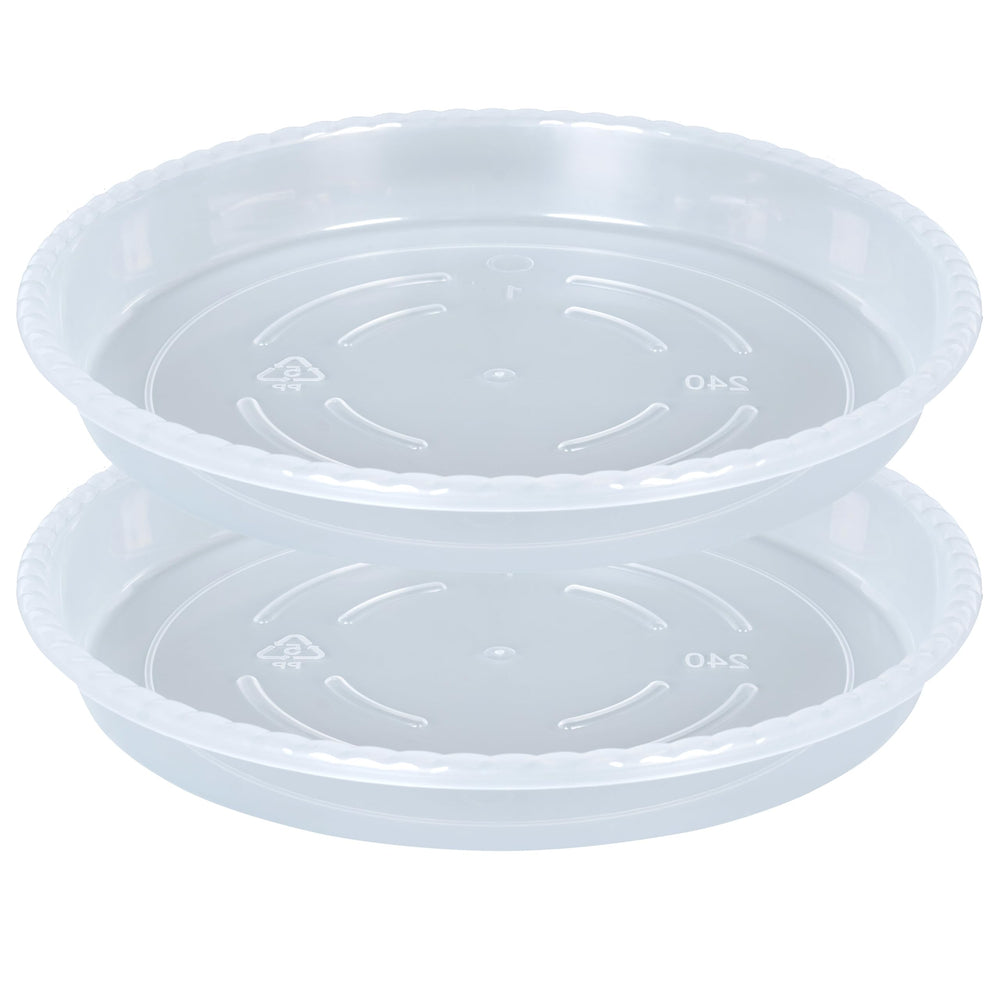 OVZILKI 14-inch clear plastic plant saucer pack front view