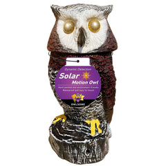 Owlsome Solar Red Owl garden sculpture front view