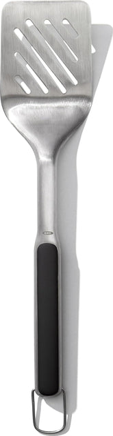 OXO Outdoor Grilling Turner front view with stainless steel finish