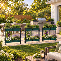 OYEAL Raised Garden Bed filled with herbs on patio