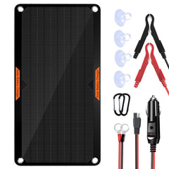 OYMSAE 10W solar panel charger front view with black finish