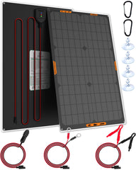 OYMSAE 30W solar panel front view with indicator lights