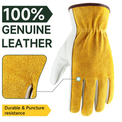 OZERO Leather Work & Gardening Gloves worn while gardening