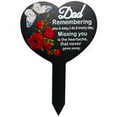 OZIO Heart Memorial Grave Marker Stake for Dad, Black metal front view