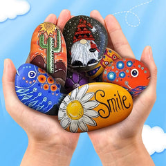 Pack of 10 YISZM natural stones for painting, side view