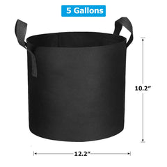 Pack of 12 ADORMA 5 Gallon Grow Bags in black