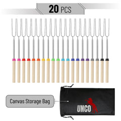 Pack of 20 UNCO marshmallow roasting sticks laid out