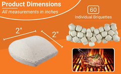 Pack of 60 Mr. Bar-B-Q ceramic briquettes on a grill