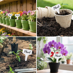Package of NadaKin plant labels on a garden table