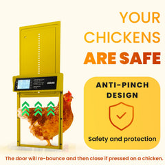 Packaging of OKKÖBI Chicken Coop Door with accessories