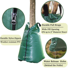 PANGCH tree watering bag installation on a young tree