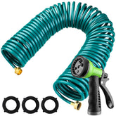 Pangda Expandable Coil Garden Hose 100 ft with green finish