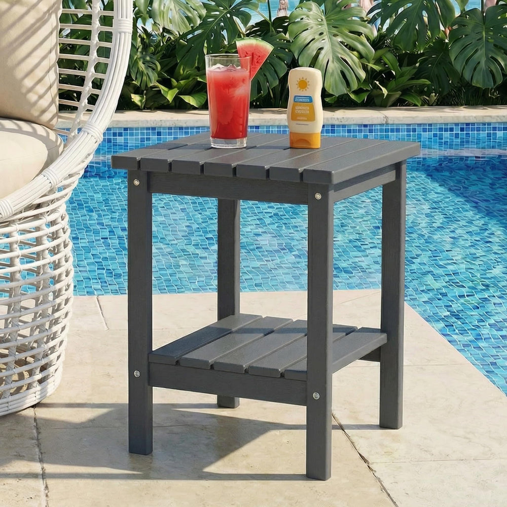 PASAMIC Outdoor Side Table Grey, front view