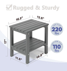 PASAMIC Outdoor Side Table Grey, lower shelf view