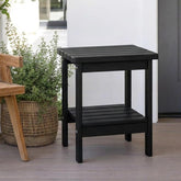 PASAMIC Outdoor Side Table with 2-tier storage in black