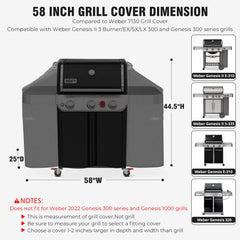 PasWith grill cover side view showing straps