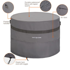 PATIOASIS Round Fire Pit Cover 32'' grey on fire pit