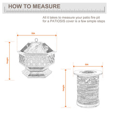 PATIOASIS Round Fire Pit Cover 32'' grey side view