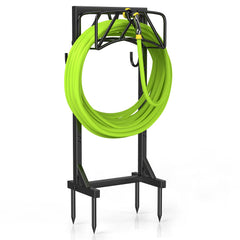 Patiobay garden hose holder stand with tools hooks side view