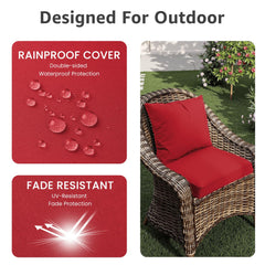 PatioGlow outdoor cushion showing waterproof cover and ties