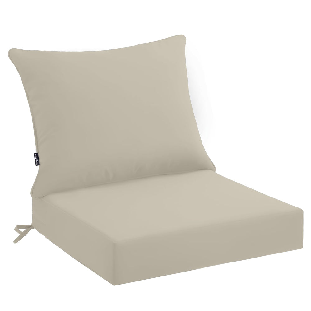 PatioGlow Outdoor Seat Cushion Set front view showing beige colour