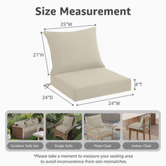 PatioGlow Outdoor Seat Cushion Set with ties secured to a patio chair