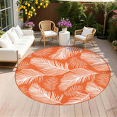 Pauwer 8ft Outdoor Rug Leaf Orange front view