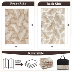 Pauwer Outdoor Rug 5x8 Leaf Brown in outdoor setting