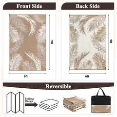 Pauwer Outdoor Rug 6x9 Leaf Brown side view