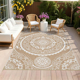Pauwer Outdoor Rug 6x9 paisley brown front view