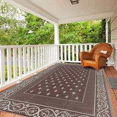 Pauwer Outdoor Rug 6x9 reversible design showing geometric pattern