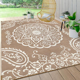 Pauwer Outdoor Rug 8x10 Boho Brown front view