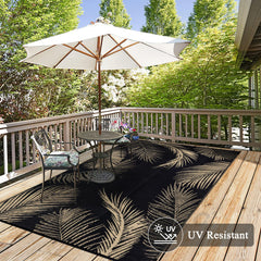 Pauwer Outdoor Rug 8x10 featuring reversible leaf pattern