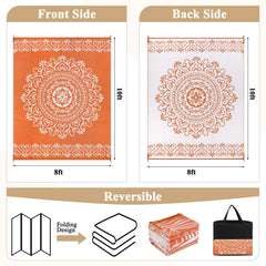 Pauwer Outdoor Rug 8x10 Floral Orange in garden setting
