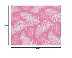 Pauwer Outdoor Rug 8x10 Leaf Pink reversible design