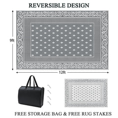 Pauwer outdoor rug reversible design showcasing geometric pattern
