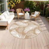 Pauwer Waterproof Outdoor Rug 6ft leaf brown pattern front view