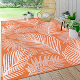 Pauwer Waterproof Outdoor Rug 6x9 Leaf Orange front view