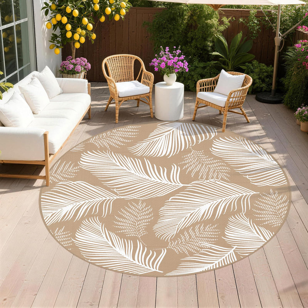 Pauwer Waterproof Outdoor Rug 8ft leaf brown front view