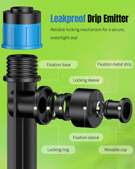 Pawfly drip emitters with 360-degree spray adjustment