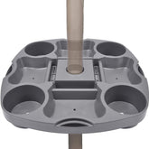 PayandPack 15 Inch Beach Umbrella Tray Grey front view with drink holders