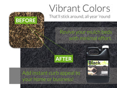 Peach Country Black Mulch Color Concentrate application on garden mulch