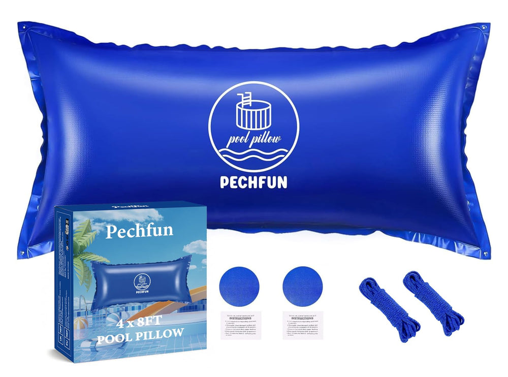 Pechfun 4x8 FT pool pillow front view in blue