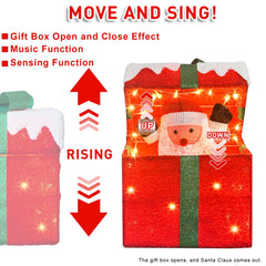 PEIDUO Animated Christmas Santa Gift Box side view
