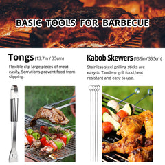 penobon BBQ fork and skewers laid out on a table