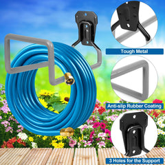 PeoMev Garden Hose Holder mounted on a wooden fence