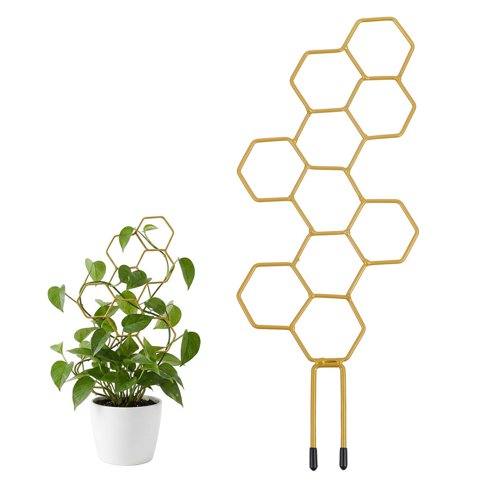 PEOVLVN Small Trellis for Potted Plants in gold, front view